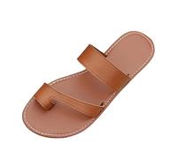 Elegant Wide Fit Flat Toe Loop Sandals for Beach and Everyday Wear Casual Slip On Slippers with Lightweight Comfort for All Day Use Slippers-265 Brown