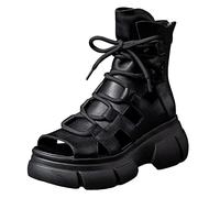 Elegant Wide Fit Sandals Sandals for Women Summer Spring New Hollow Out Roman Thick Sole Versatile Mouth For Women Tan Wide Fit Shoes Size 5 Sandal (Black, 6.5)