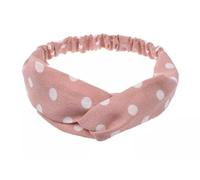 Elegant Wide Twist Knot Headband, Elastic Boho Style Hair Band, Soft Fabric Head Wrap Bandana (Pink White Polka Dot)