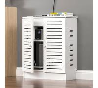Elegant WiFi Router Storage Cabinet - Stylish Floor Stand for Modem & Cable Management WiFi Box Hider (50 x 70 x 30 cm) White Perfect for Home & Office Décor