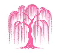 Elegant Willow Tree Life Logo Clipart Fine Carving Decals 54.6x56.4cm Art Decoration Pink