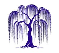 Elegant Willow Tree Life Logo Clipart Fine Carving Decals 67.2x69.4cm Do not Damage The Wall Surface DarkBlue