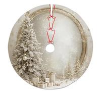 Elegant Winter Wonderland Christmas Tree Skirt, Soft Cream and Gold Holiday Decor for Festive Home Decoration, Stylish Xmas Tree Base Cover, Indoor Outdoor Use 36 Inch