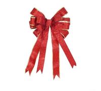 Elegant wired ribbon For Christmas bow for tree top and outdoor decorations designed to hold shape and resist fading (Golden edged red)