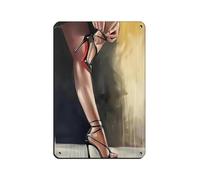 Elegant Woman Adjusting High Heels Retro Poster Metal Tin Sign Chic Art Retro Iron Painting Bar People Cave Cafe Family Garage Poster Wall Decoration 8x12inch(20x30cm)