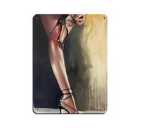 Elegant Woman Adjusting High Heels Retro Poster Metal Tin Sign Chic Art Retro Iron Painting Bar People Cave Cafe Family Garage Poster Wall Decoration 12x16inch(30x40cm)