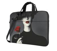 Elegant Woman Holding A Rose Laptop Bag Laptop Case 15.6 Inch Computer Bags Padded Sleeve Cover For Women Men