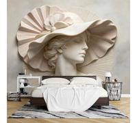 Elegant Woman with Flower Hat Wall Mural Wallpaper Non-Woven 100 x 70 cm 3D Photo Wallpaper, Modern Wall Art for Living Room Bedroom Home Decoration Background