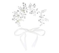 Elegant Women Bridal Crown Ladies Girls Bridal Flowers Headdress Headpiece Bridemaid Hair Wreath With Adjustable Ribbon Headband Crown Rhinestone Crystal Faux Pearls For