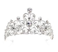 Elegant Women Bridal Crown Vintage Wedding Leaf Branches Rhinestone Royal King Crown Diadem Bridal Tiaras Headband for Wedding Hair Jewelry (Color : Gold) Colour:Blue (Color : Red) (Silver)