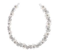 Elegant Women Bridal Crown Women'S Faux Pearls Headdress Headpiece Bridemaid Hair Wreath Handmade Bridal Headband Silver Flower Crown Rhinestone For Wedding Party Holi Photography