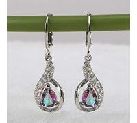 Elegant Women Dangle Earrings Number 6 Shape Inlaid Multicolor Drop Water Zircon Female Engagement Party Jewelry