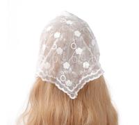 Elegant Women Lace Flower Triangle Headband Sunproof Lace Triangle Bandana for Sweet Girls Camping Taking Photo
