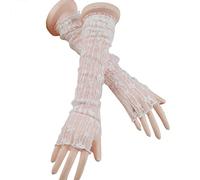 Elegant Women Ultra-Thin Driving Cycling Sleeve Cover Sunscreen Gloves Female Anti-UV Elasticity Lace Mesh Gloves Half Finger For Women Long With Butterfly Decor For Black