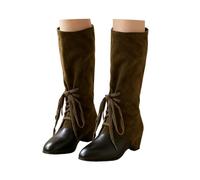 Elegant women's ankle boots with height-adjustable lacing system, pointed toe, versatile for leisure, travel, durable outer material, comfortable fit for everyday use, Green, 2/2.5 UK