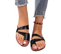 Elegant Womens Beach Flip Flops,Summer Casual Ring Toe Bunion Slippers,Stylish Comfy Orthopedic Sandals for Women,for Hallux Valgus/Foot Correction (Color : Black, Size : 6.5 UK)