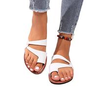 Elegant Womens Beach Flip Flops,Summer Casual Ring Toe Bunion Slippers,Stylish Comfy Orthopedic Sandals for Women,for Hallux Valgus/Foot Correction (Color : White, Size : 5 UK)