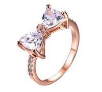 Elegant Women's Bow Knot Large Zircon Ring Exquisite And Shining Jewelry Fashionable Jewelry Suitable For All Occasions Perfectly Showing Women's Elegant Temperament Sisters Ring (WH2, E)