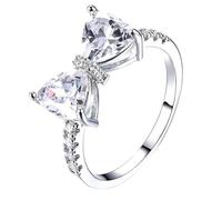 Elegant Women's Bow Knot Large Zircon Ring Exquisite And Shining Jewelry Fashionable Jewelry Suitable For All Occasions Perfectly Showing Women's Elegant Temperament Thumb Ring for Women (WH1, D)