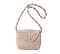 Elegant Womens Crossbody Bag Woven Straw Shoulder Purse Vintage Ethnic Beach Straw Flap Bag with Sweet Lace Bowknot