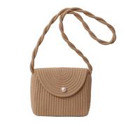 Elegant Womens Crossbody Bag Woven Straw Shoulder Purse Vintage Ethnic Beach Straw Flap Bag with Sweet Lace Bowknot