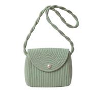 Elegant Womens Crossbody Bag Woven Straw Shoulder Purse Vintage Ethnic Beach Straw Flap Bag with Sweet Lace Bowknot