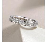 Elegant Women's Dainty Ring Full-Circle Pave-Set Tiny Cubic Zirconia