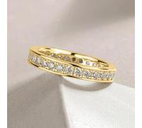 Elegant Women's Dainty Ring Full-Circle Pave-Set Tiny Cubic Zirconia