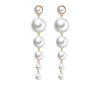 Elegant Women's Fashion Jewelry with Large Pearls and Long String Dangle Drop Earrings for a Sophisticated Style Statement (WHITE, One Size)