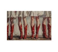 Elegant Women'S Legs In Cowboy Boots Poster Prints, Vintage White Dress Canvas Paintings For Living Room Home Decoration A1 40X50Cm Unframed