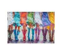 Elegant Women'S Legs In Cowboy Boots Poster Prints, Vintage White Dress Canvas Paintings For Living Room Home Decoration A2 40X60Cm Unframed