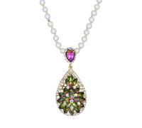 Elegant Women's Long Sweater Crystal Flower Pendant Necklace Pearl Chain Geometric Pendant Statement Necklace for Women Girls Gold, Zinc, Rhinestone
