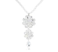 Elegant Women's Long Sweater Crystal Flower Pendant Necklace Pearl Chain Geometric Pendant Statement Necklace for Women Girls Gold, Zinc, Rhinestone
