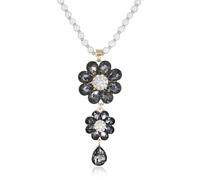 Elegant Women's Long Sweater Crystal Flower Pendant Necklace Pearl Chain Geometric Pendant Statement Necklace for Women Girls Gold, Zinc, Rhinestone
