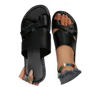 Elegant Women's Open Toe Slide Slipper Sandals With Soft Thin Strap And Low Heel For Summer Wear (Black-B, 7.5)