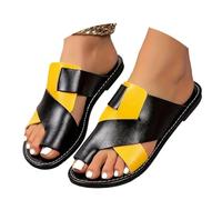 Elegant Women's Open Toe Slipper Sandals with Soft Thin Strap and Low Heel for Casual Summer Comfort (Yellow, 4)