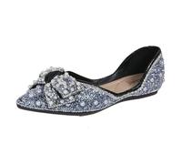 Elegant Women's Pearl Ballet Pumps with Closed Pointed Toe, Easy Slip-On Design for Wedding Attire, Fashionable Bow Detail, Stylish Women's Ballet Flats Black