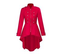 Elegant Women's Tailcoat Jacket with Button for Costume and Cosplay (Red, XL)