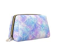 Elegant Women's Travel Leather Cosmetic Bag,Mermaid Galaxy Glitter Stars Waterproof Makeup Bag Purse Toiletry Bag Organizer Case Pouch with Zipper for Women Jewelry Cosmetics, S