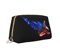 Elegant Women's Travel Leather Cosmetic Bag,The Tail of The Flying Eagle Has A Blue Light Waterproof Makeup Bag Purse Toiletry Bag Organizer Case Pouch with Zipper for Women Jewelry Cosmetics, S