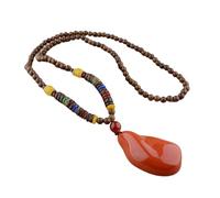 Elegant Wooden Bodhi Bead Pendant Necklace Collarbone Chain Designed For Those Seeking Serenity And Oriental Charm Fashionable Wood Pendant