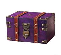 Elegant Wooden Desktop Storage Box with Lock for Keys and Small Treasures Timeless Design for Home or Office (Purple B)