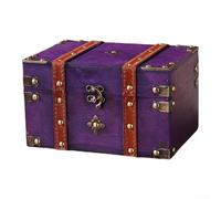 Elegant Wooden Desktop Storage Box with Lock for Keys and Small Treasures Timeless Design for Home or Office (Purple A)