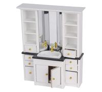 Elegant Wooden Doll Houses Sink Cabinet Model Figure for 1/12 Scale Miniature Bathroom Kitchen Scene Display Dollhouses Accessories