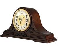 Elegant Wooden Mantel Clock with Chimes - Battery Operated Solid Wood Shelf Clock for Home Décor - Perfect for Living Room or Office Accent