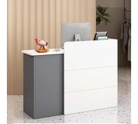 Elegant Wooden Reception Desk with 2 Lockable Drawers Ideal for Office Retail Showroom and Beauty Salon; Stylish Commercial Furniture for Professional Spaces