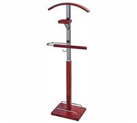 Elegant Wooden Suit Valet Stand with Heavy Base - Coat Hanger for Hallway & Dressing Room - Stylish Red Finish - 47 x 27 x 140 cm - Perfect for nizing Clothes