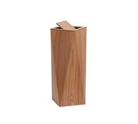 Elegant Wooden Trash Can with Lid - High-Grade Living Room Waste Basket Stylish Diamond-Shape Design Ideal for Home & Office Logs Finish (Large)