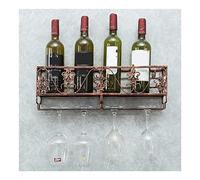Elegant Wrought Iron Wine Rack - Wall-Mounted Hanging Glass Holder Stylish nizer for Home Bar & Restaurant Wine Storage Perfect for Living Room Decor