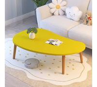 Elegant Yellow Modern Coffee Table with Round Corners - Rustic Irregular Side Table for Living Room & Home Office - Stylish 60x40x42cm Cocktail Table